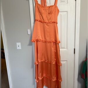 Show Me Your MUMU Orange Ruffle Dress